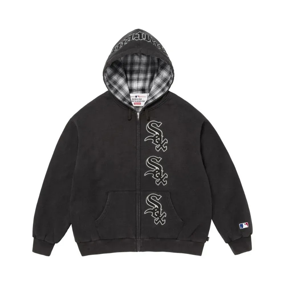 Chicago White Sox x Supreme Jaqueta Zip Up Hooded Black FW25-W17 — P / M / G / XG, Novo