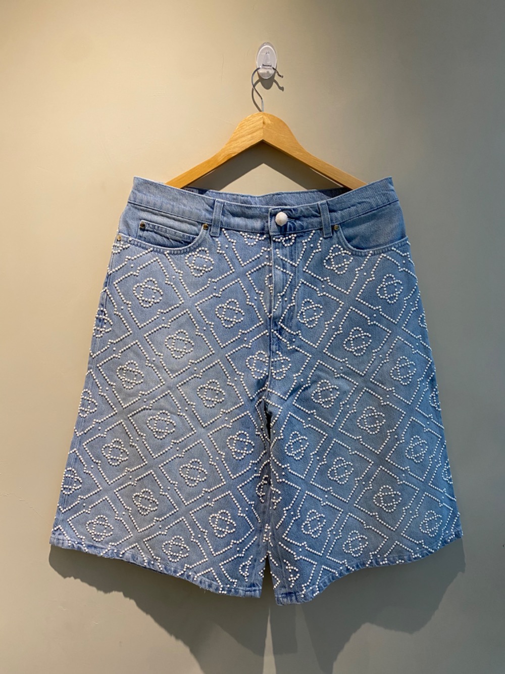 Casablanca Bermuda Jeans Pearl Monogram Azul