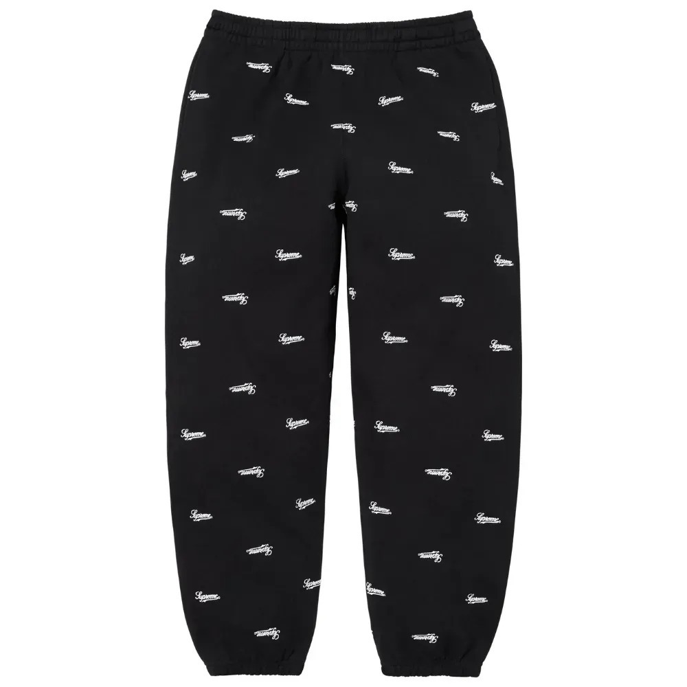 Calça Supreme Repeat Script Black FW25-W18 — P / M, Novo