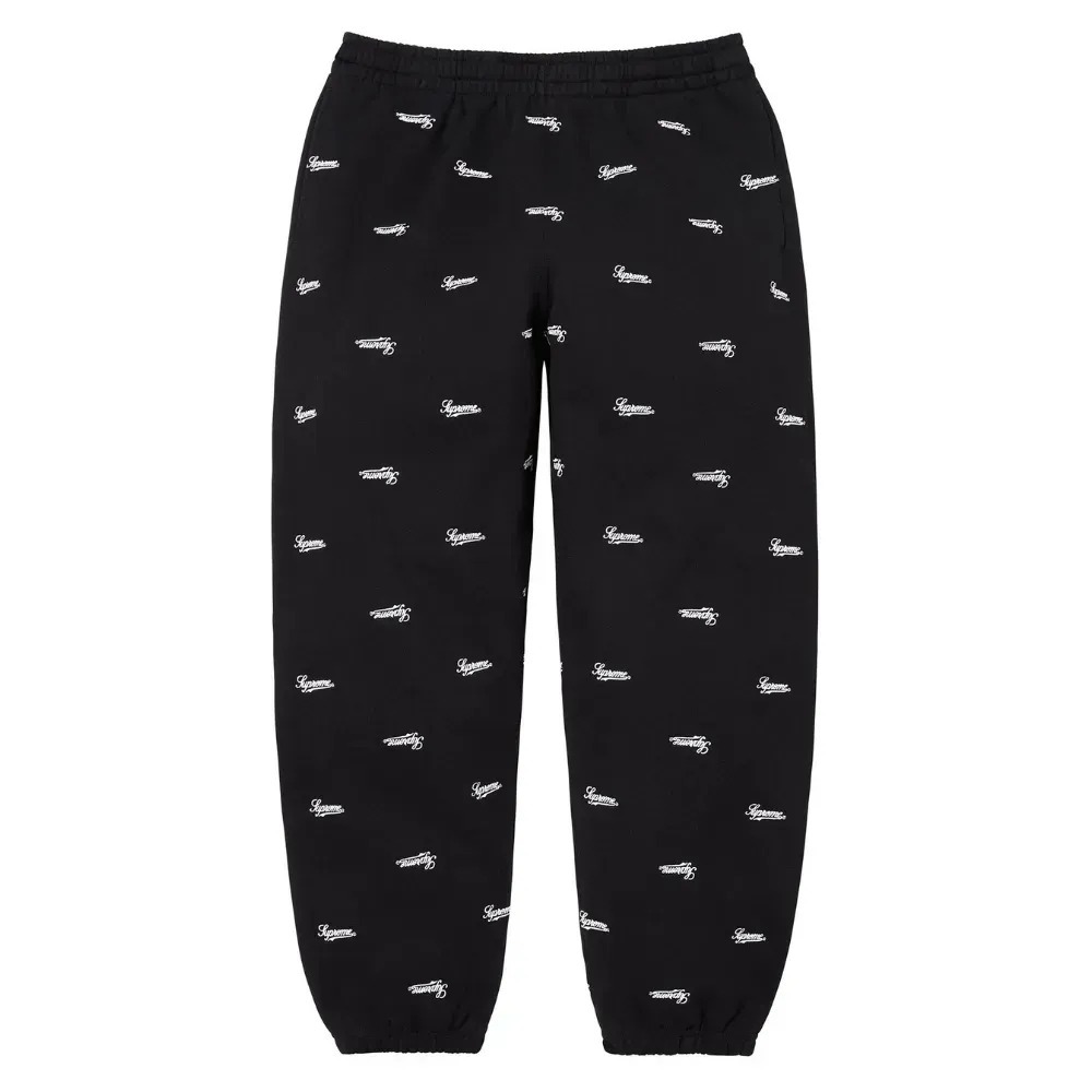 Calça Supreme Repeat Script Black FW25-W18 — P / M, Novo