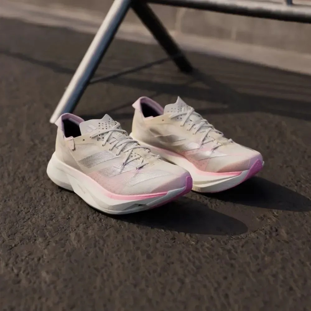 adidas Adizero Adios Pro 3 Chalk White Silver Metallic Clear Pink — 37, Novo