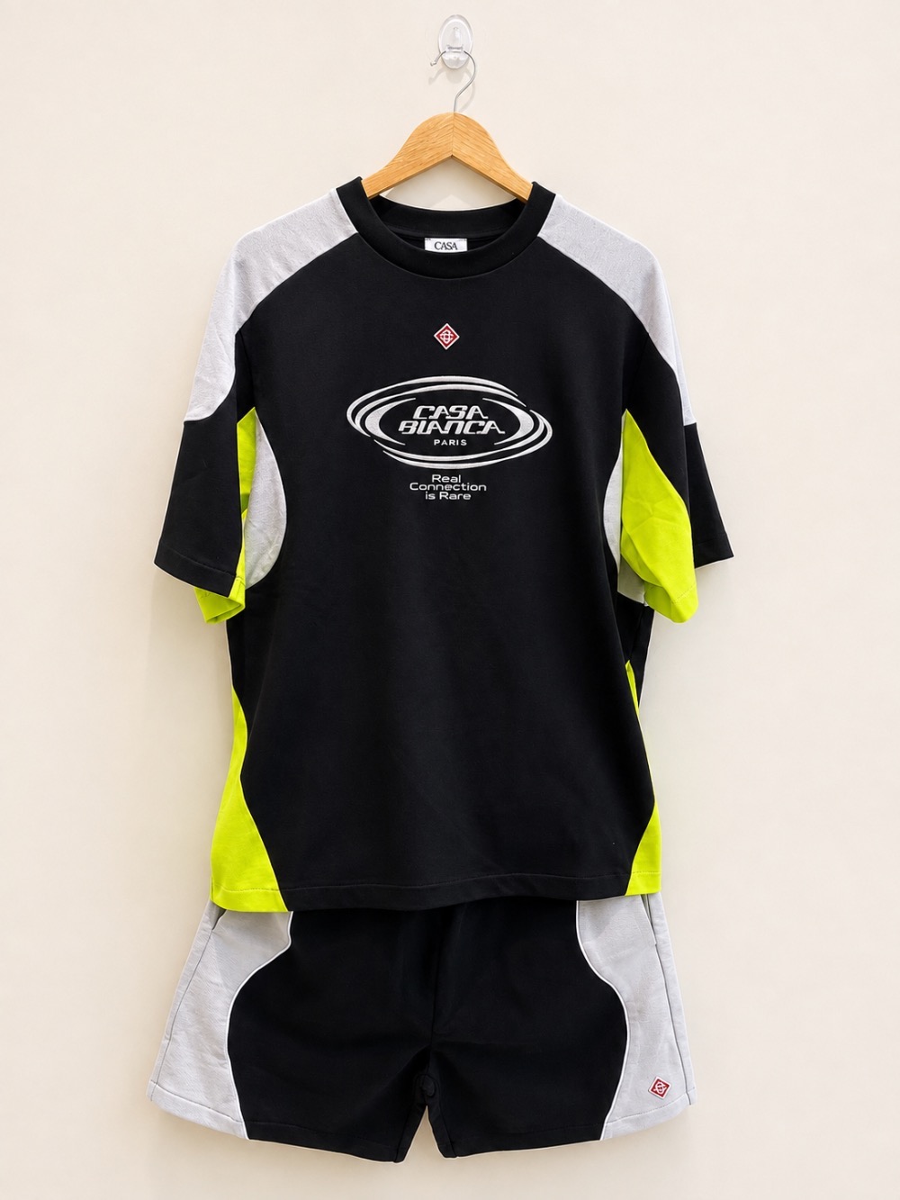 Casablanca Set Camiseta e Bermuda Colourblock Preta e Verde