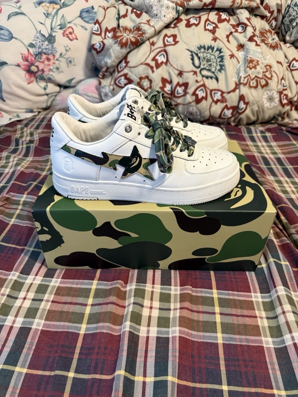 A Bathing Ape Bape Sta Low ABC Camo White Green (2025) — 38 / 39 / 39.5 / 40 / 40.5 / 41 / 42 / 42.5 / 43 / 43.5 / 44, Novo