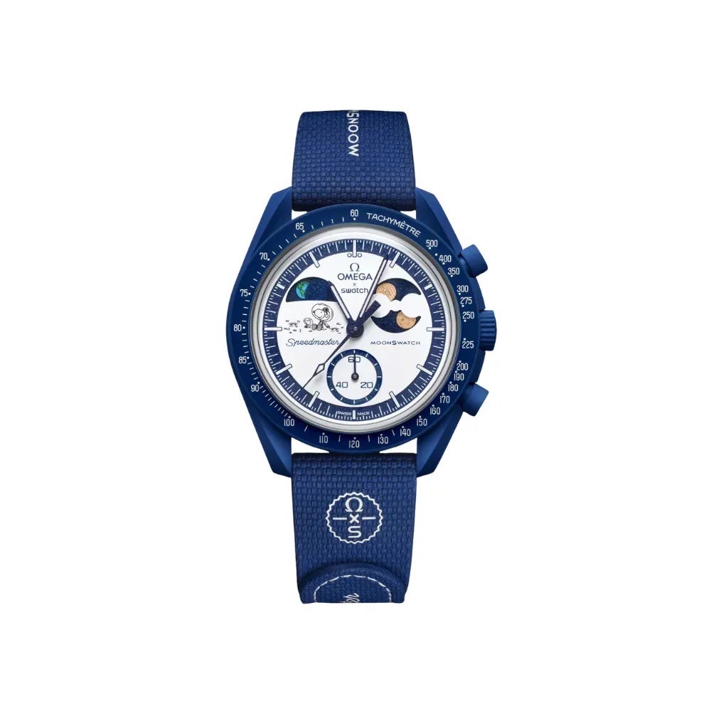 Omega x Swatch Relógio Mission To Earthphase Moonshine Snoopy Gold Castor — Único, Novo