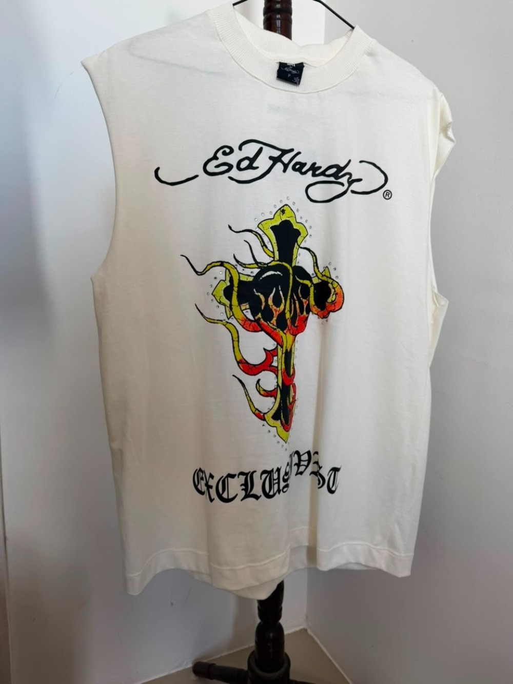 Ed Hardy x Exclusiviist 1of1 Camiseta Love Religion Sleeveless Off White