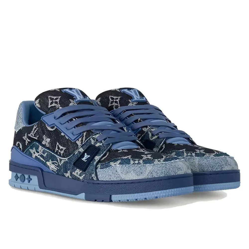 Louis Vuitton LV Trainer Blue Patchwork Monogram Denim