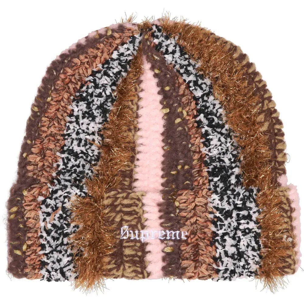 Touca Supreme Tinsel Stripe Brown FW25-W13 — Único, Novo