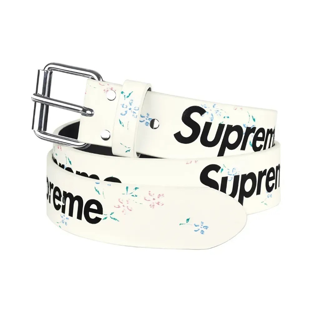 Cinto Supreme Repeat Leather Floral FW25-W12 — P / G / GG, Novo