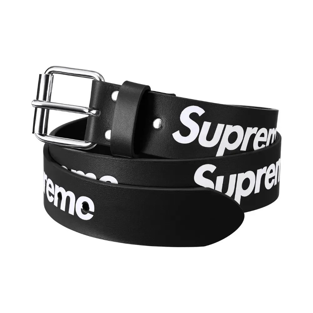 Cinto Supreme Repeat Leather Black FW25-W12 — P / M / GG, Novo