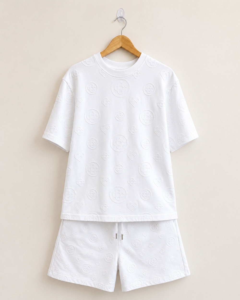 Casablanca Set Camiseta e Bermuda Applique Monogram Branco