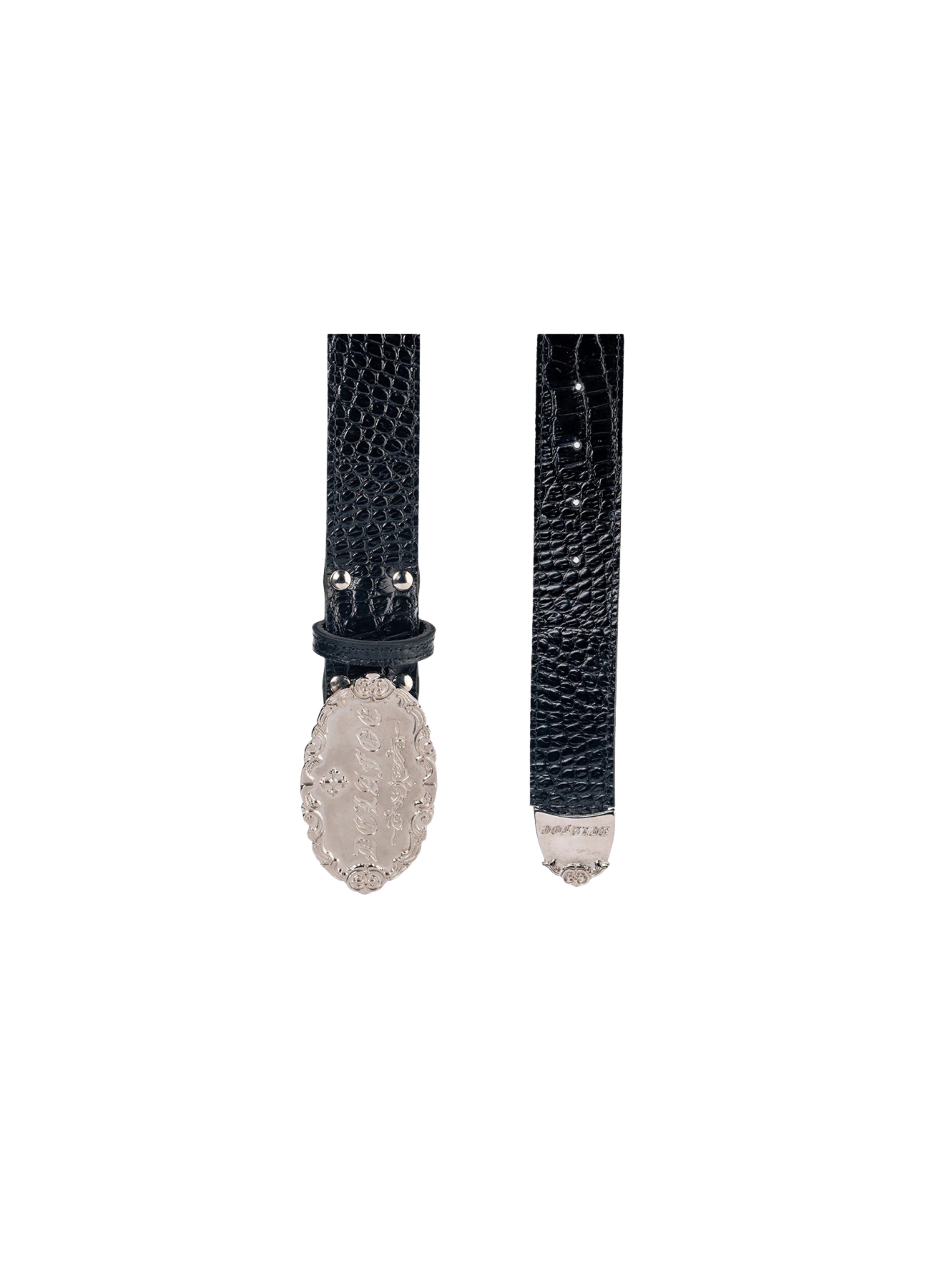 Cinto Delafoe Croco Buckle Silver Black