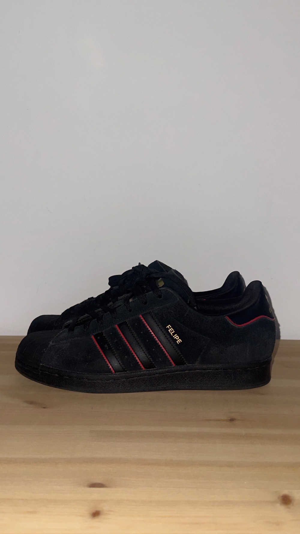 Felipe x adidas Superstar Core Black Better Scarlet Gold Metallic