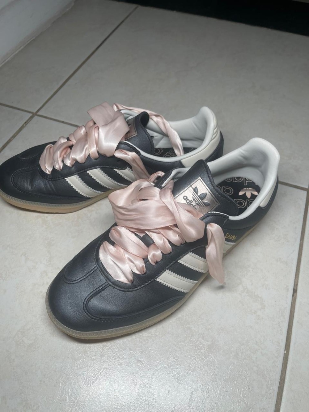 adidas Samba OG Black Pink Ribbon Laces