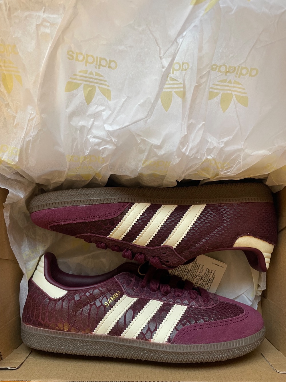 adidas Samba Snakeskin Maroon Cream White — 37, Novo