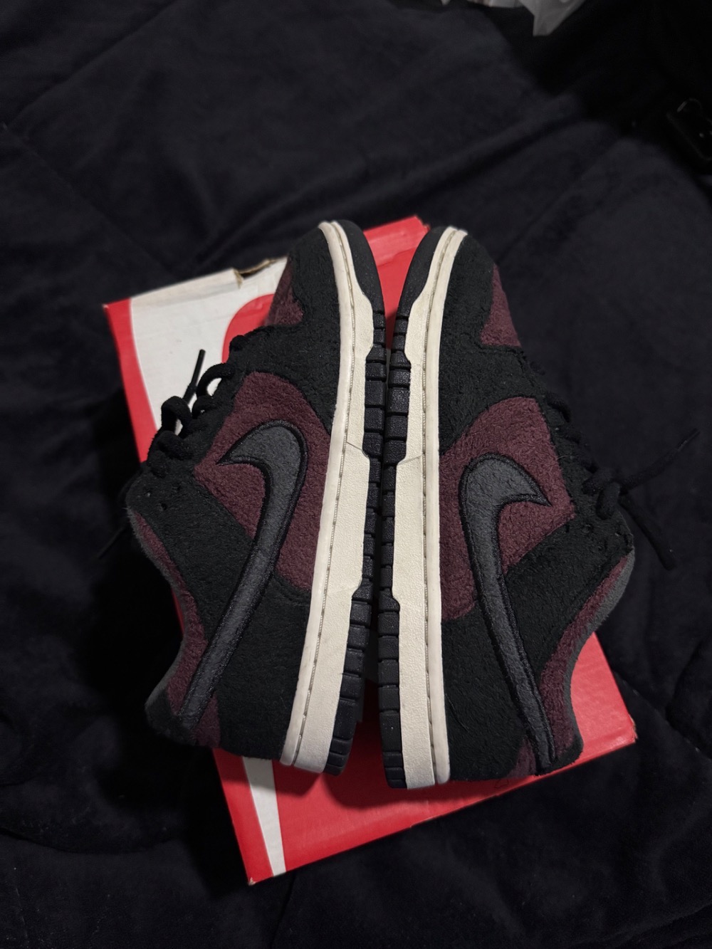 Nike Dunk Low SE Fleece Pack Burgundy Crush — 35, Usado