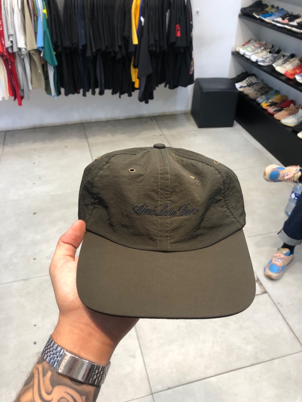 Boné Aimé Leon Dore Embroidered Script Sport 6 Panel Rosin Green