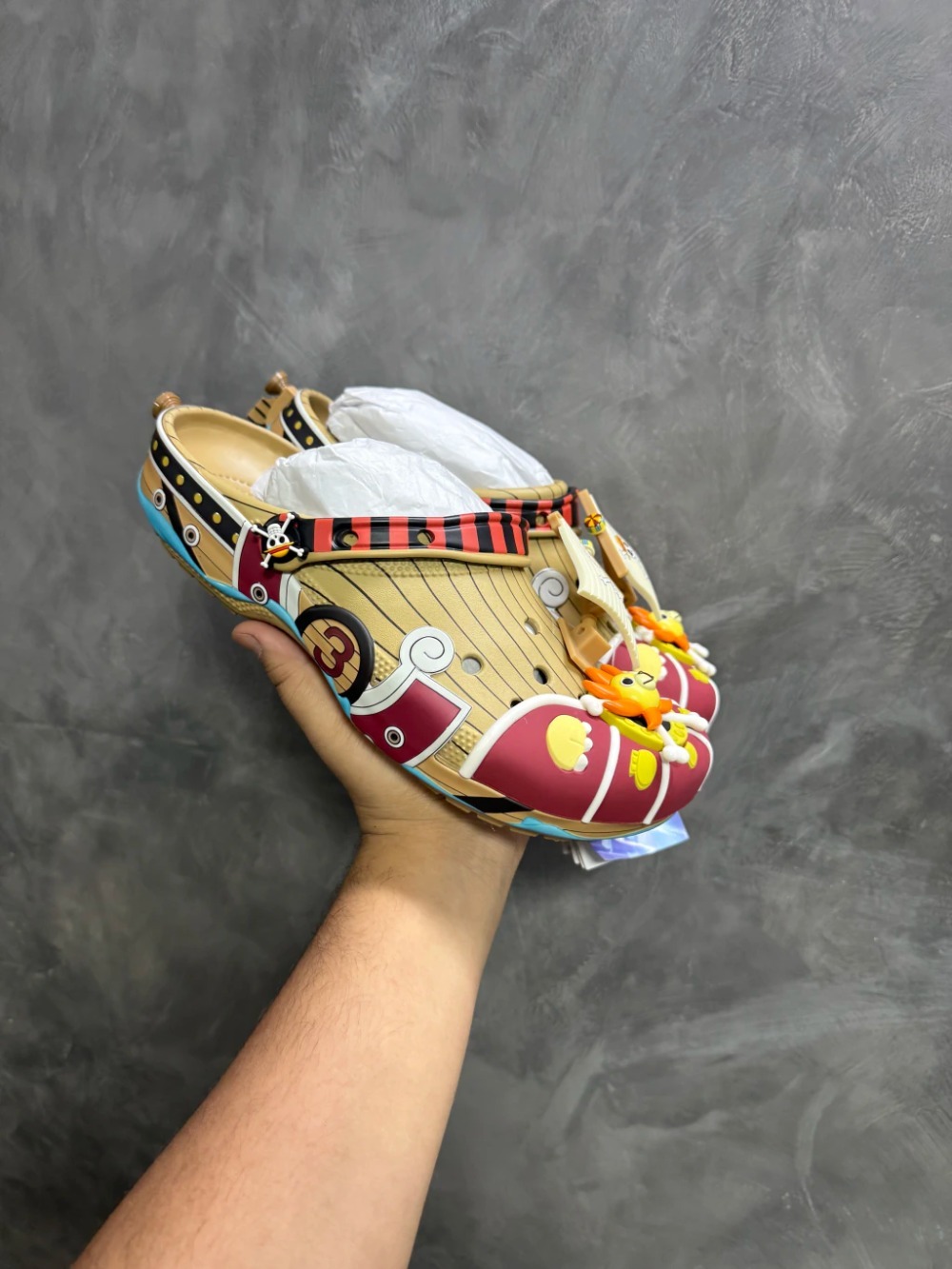 One Piece x Crocs Classic Clog Thousand Sunny Brown Red Blue