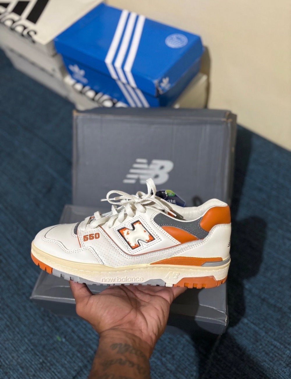 New Balance 550 Sea Salt Vintage Orange Shadow Grey