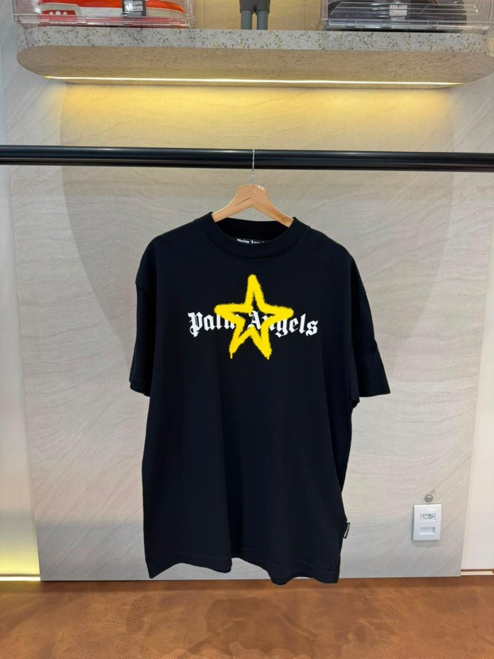 Camiseta Palm Angels Star Sprayed Black Yellow