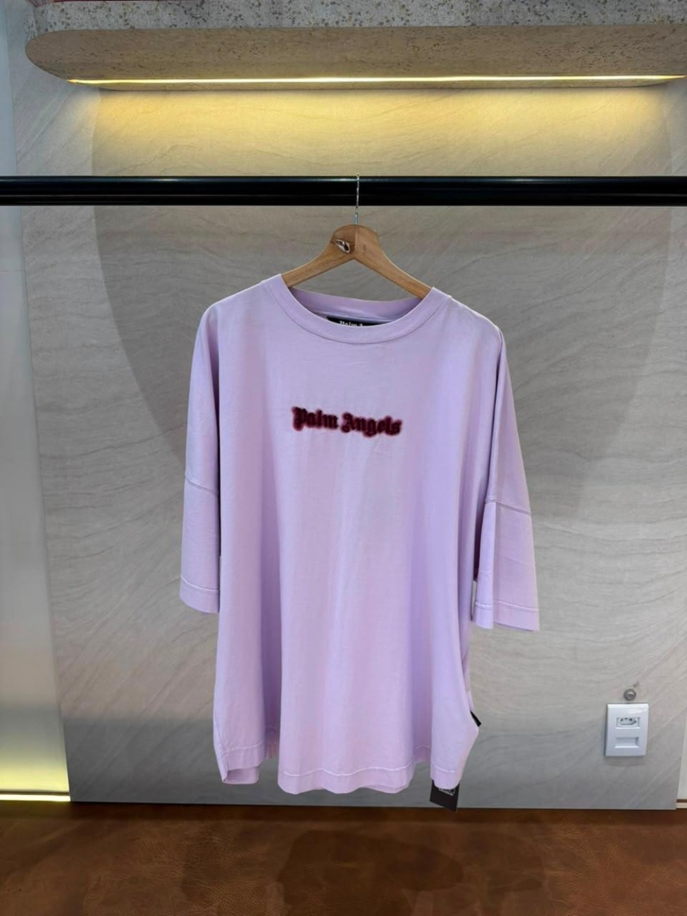 Camiseta Palm Angels Oversized Embroidered Pink