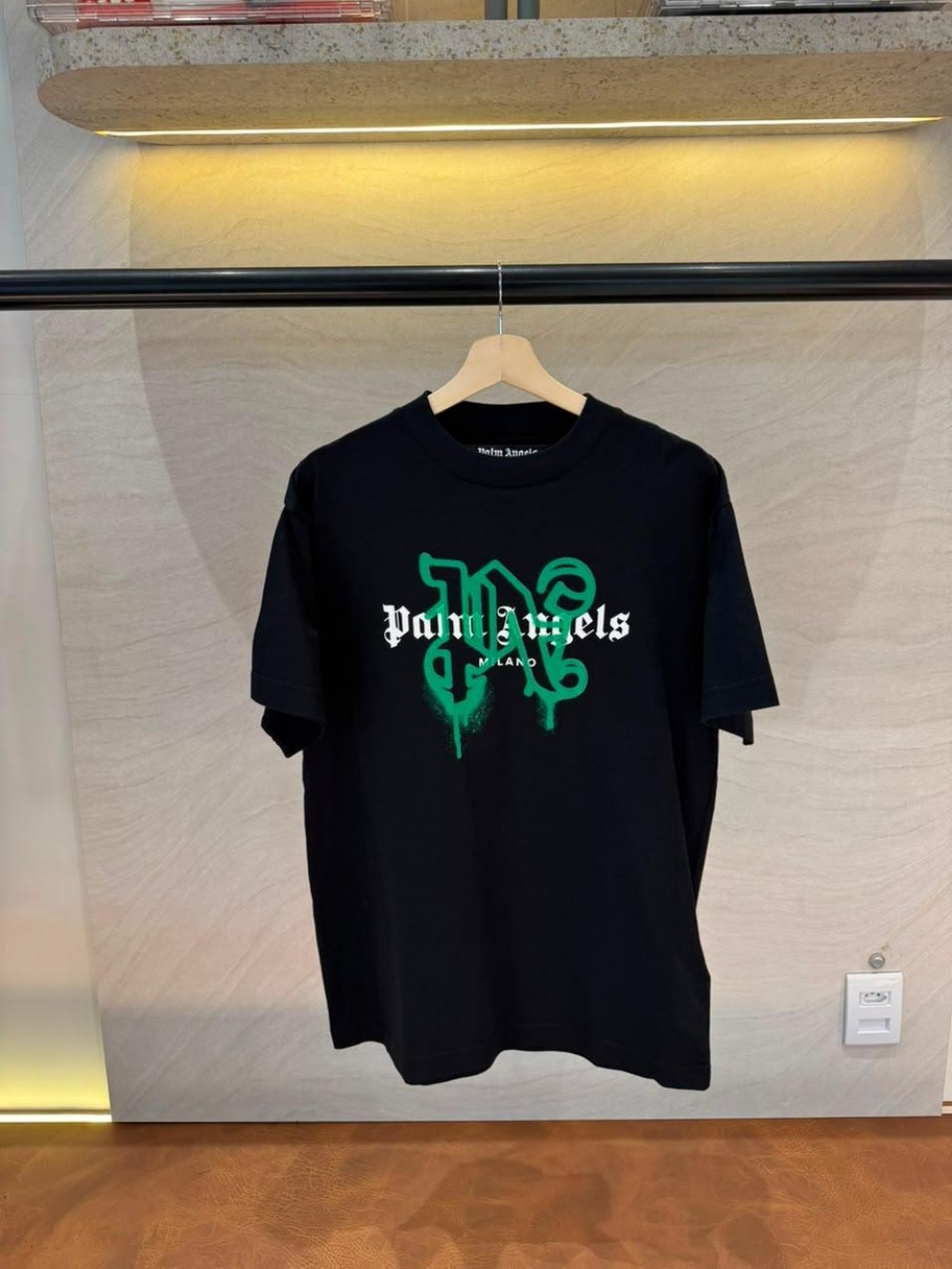 Camiseta Palm Angels Monogram Spray City Milano Black Green