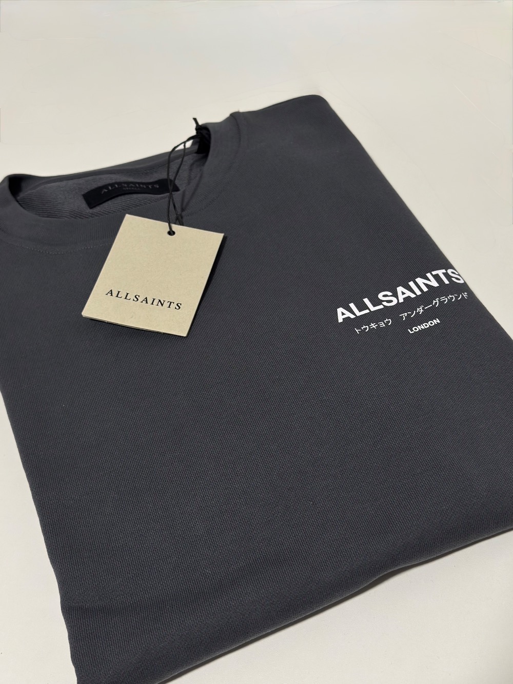 Moletom AllSaints Underground Dark Blue — XG, Novo
