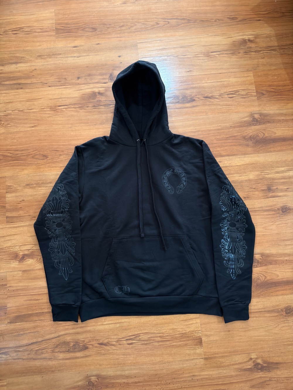 Moletom Chrome Hearts Pullover Horseshoe Floral Hoodie Black