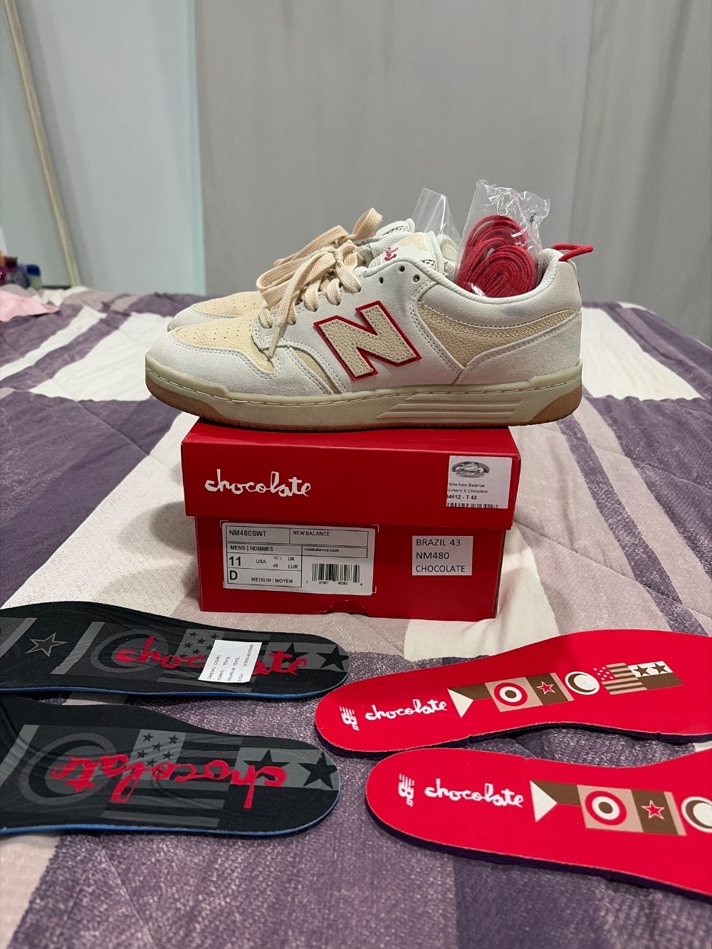 Chocolate Skateboards x New Balance Numeric 480 Sea Salt Red