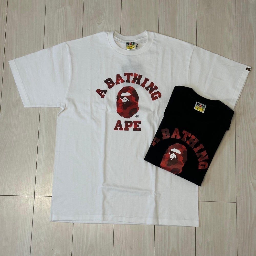 Camiseta Bape Color Camo A College White Red — XG, Novo