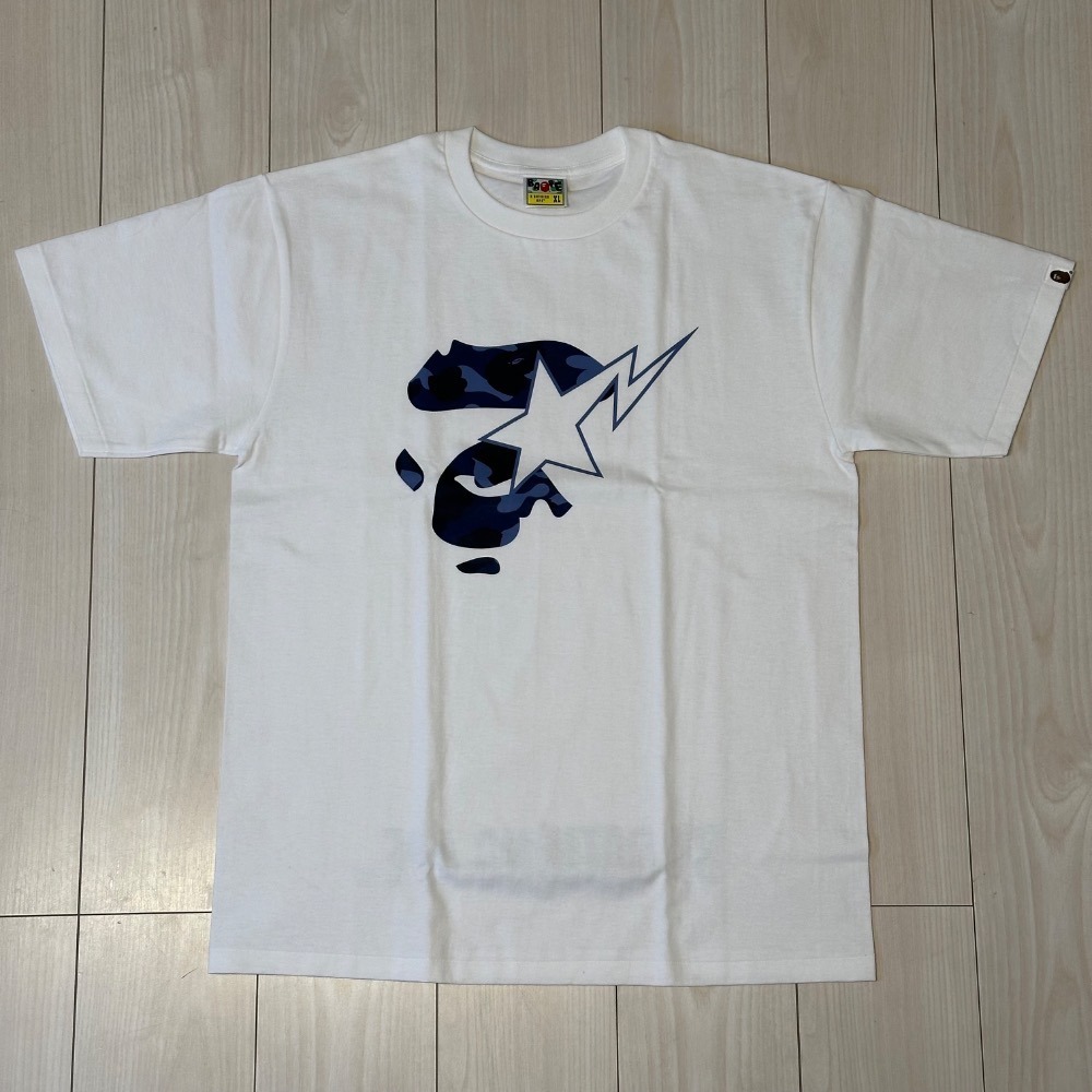 Camiseta BAPE Face Sta Color Camo White Navy — XG, Novo