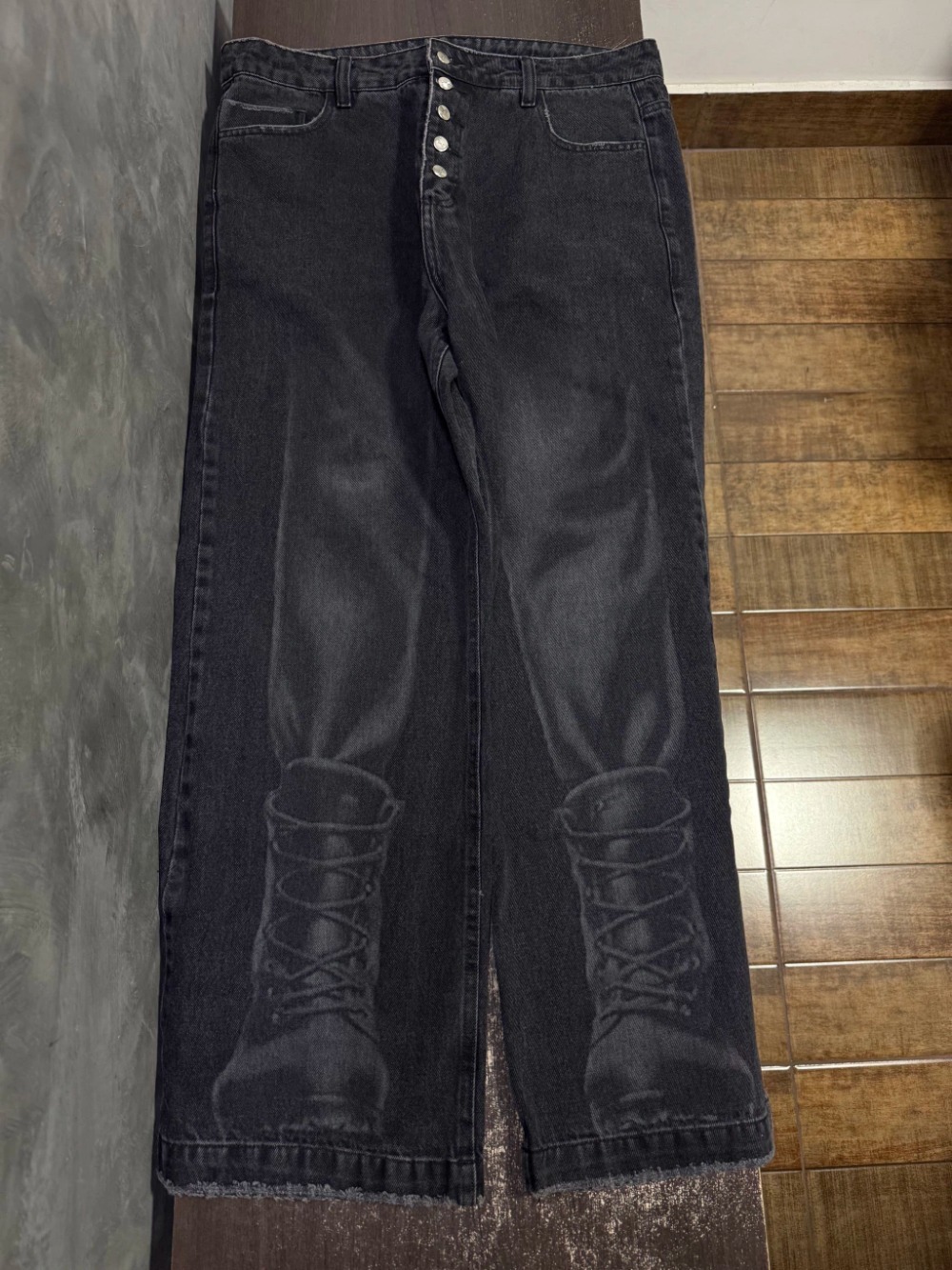 Calça Quadro Creations Boots Straight Jeans Laser Chumbo