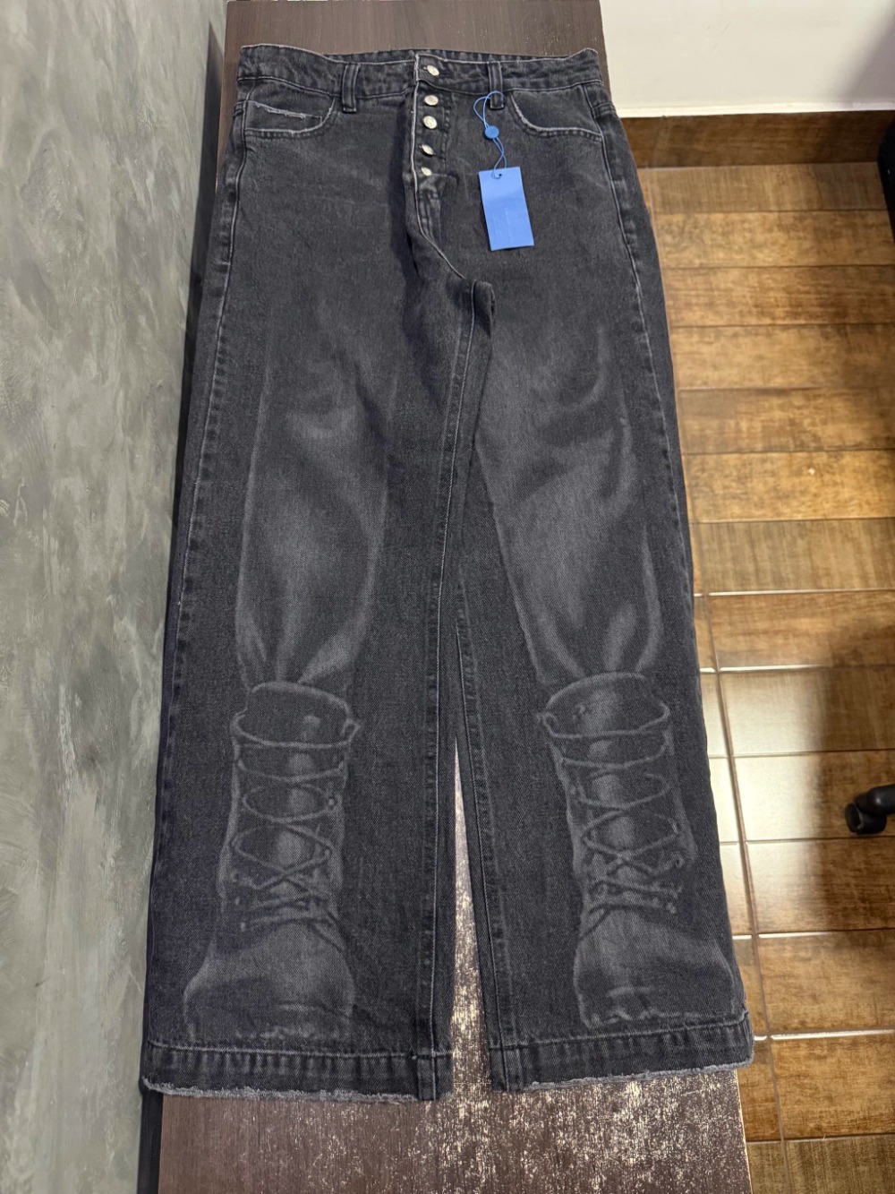 Calça Quadro Creations Boots Straight Jeans Laser Chumbo