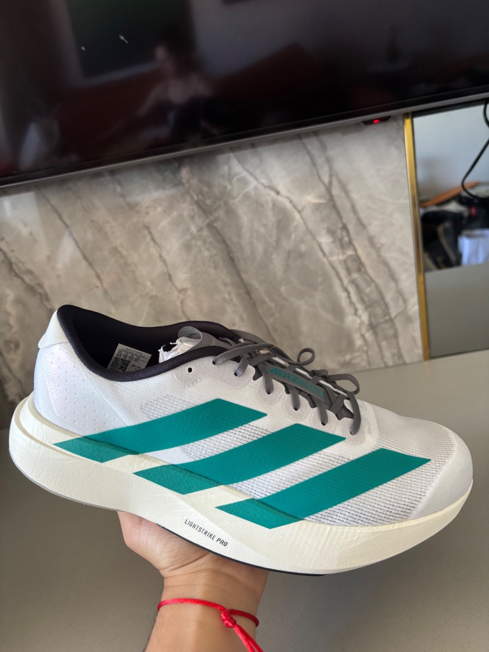 adidas Adizero EVO SL Cloud White Pure Teal Grey Two