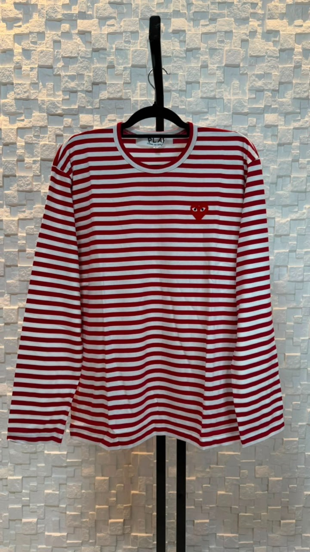 Camiseta Longsleeve Comme des Garcons PLAY Striped Red/White