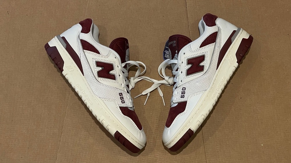 New Balance 550 Sea Salt Classic Crimson