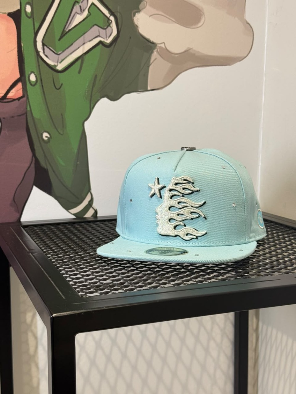 Boné Hellstar OG Logo Rhinestone Snapback Baby Blue
