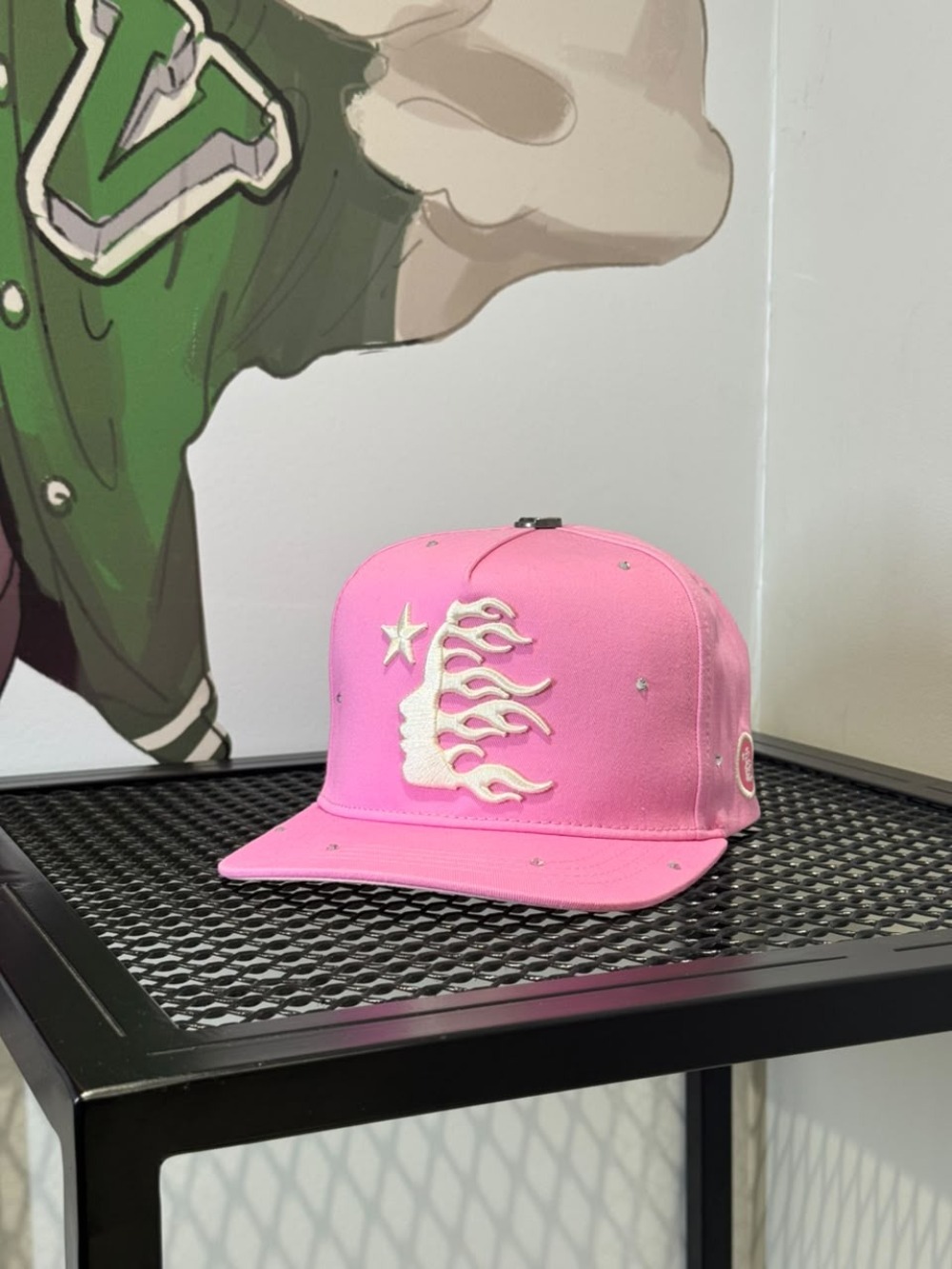 Boné Hellstar OG Logo Rhinestone Snapback Pink