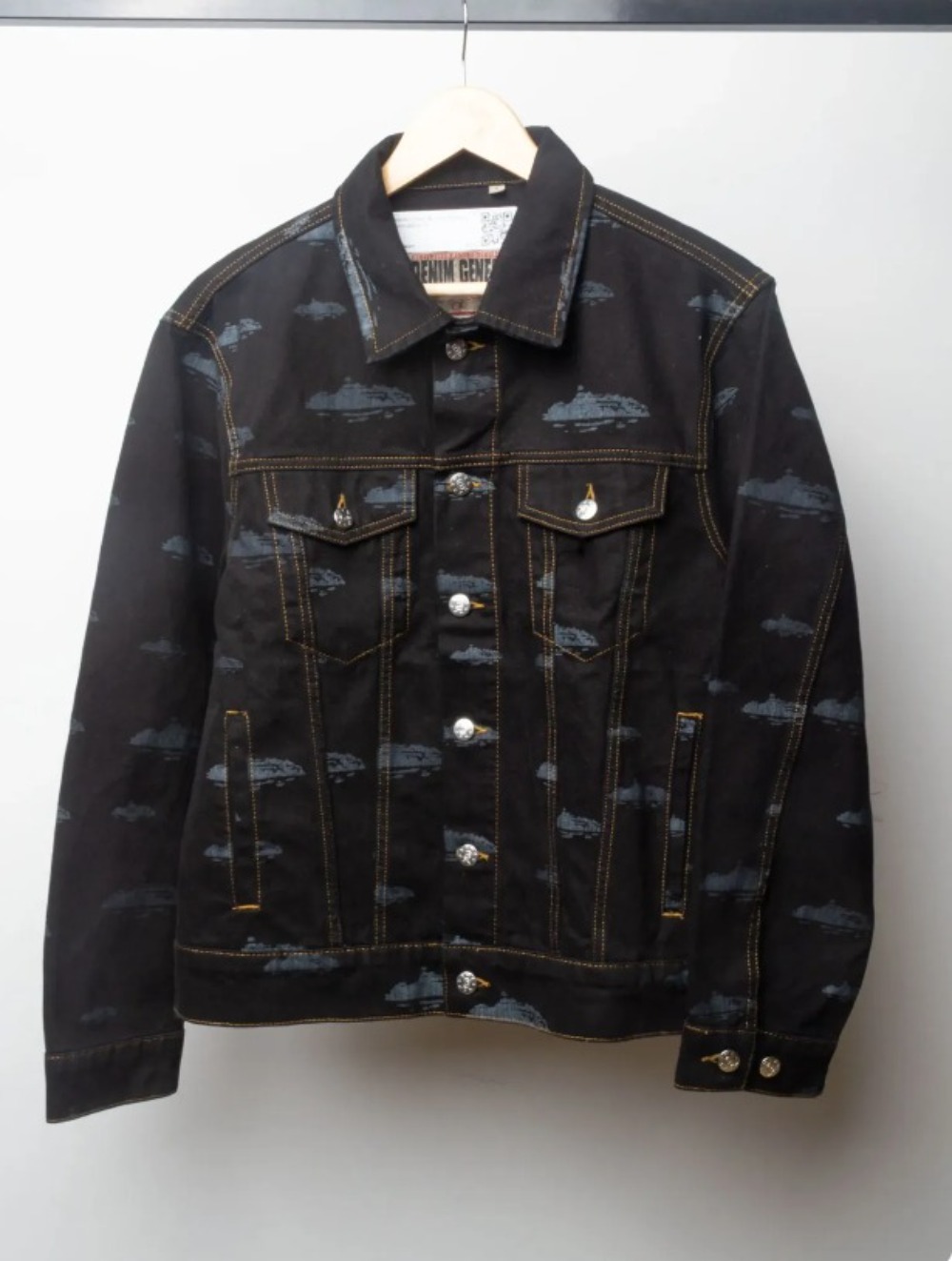 Jaqueta Corteiz Alcatraz Pattern Denim Black