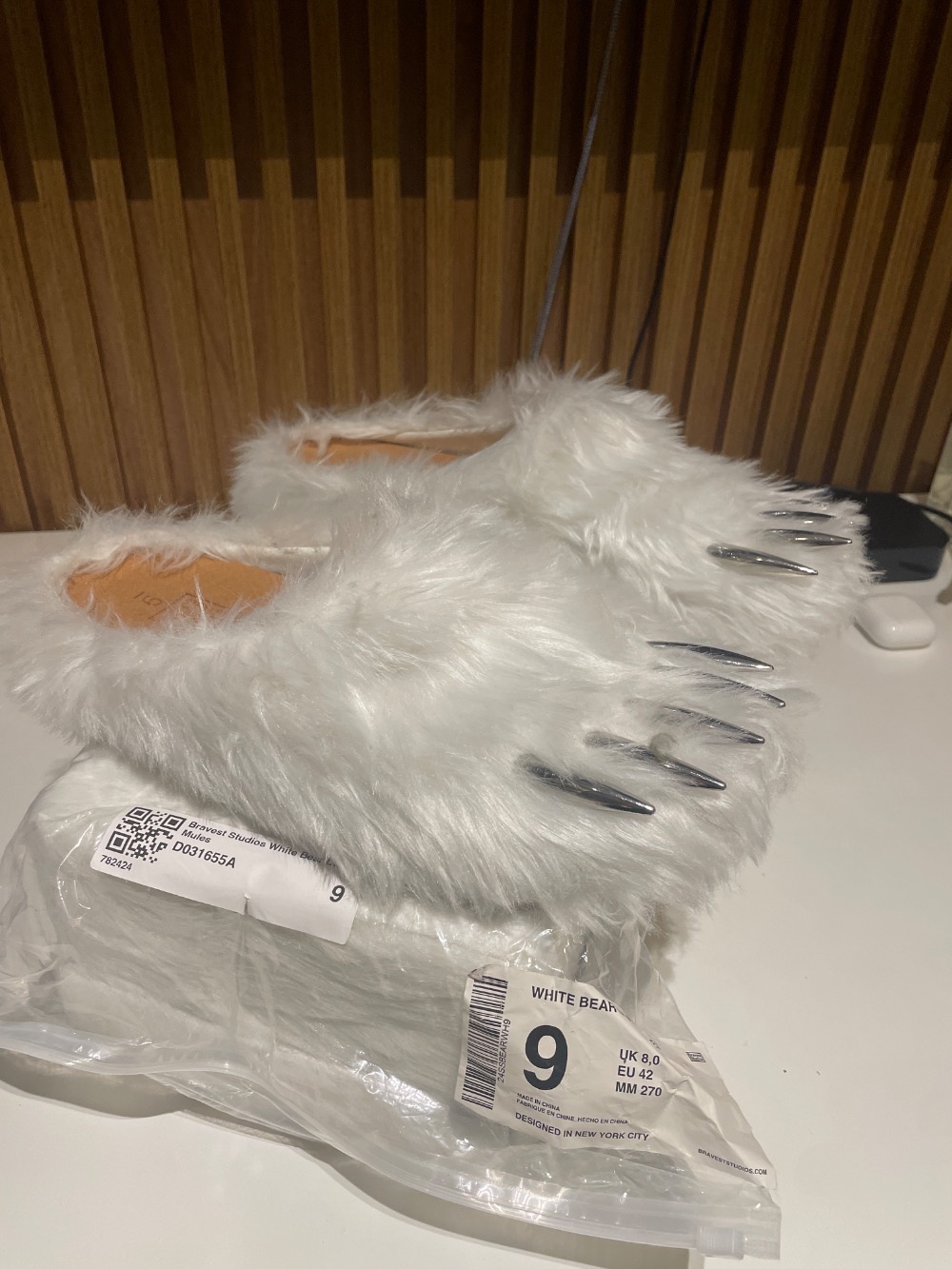 Bravest Studios White Bear Claw Mules