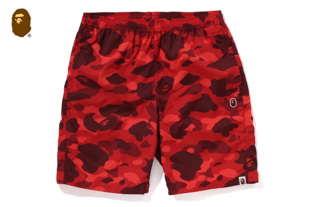 Shorts Bape Camo Head One Point Beach Red