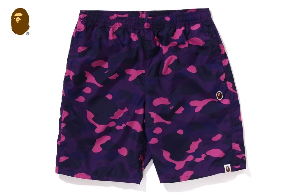 Shorts Bape Camo Head One Point Beach Purple