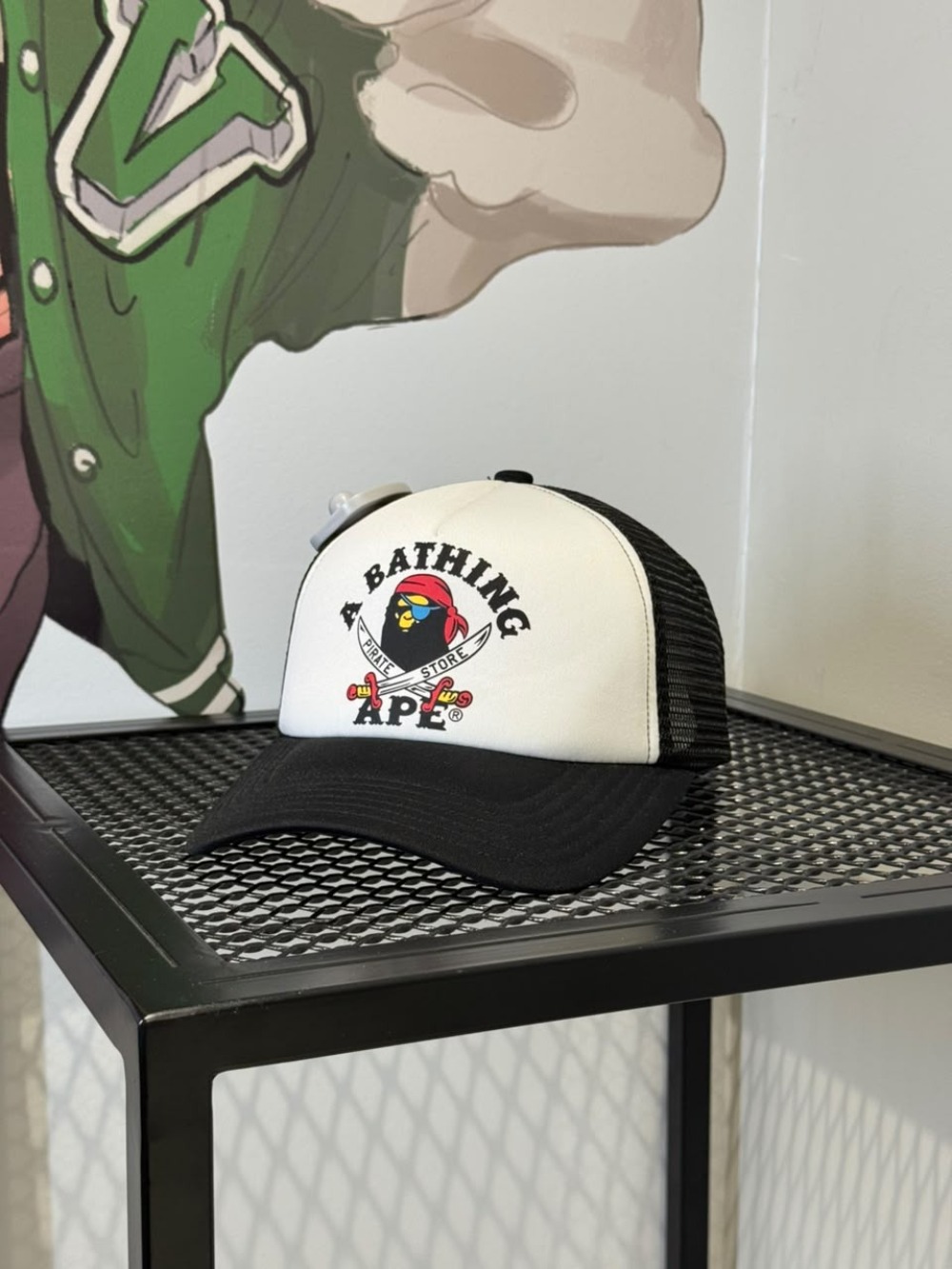 Boné Bape Ape Crossbone Mesh Black White