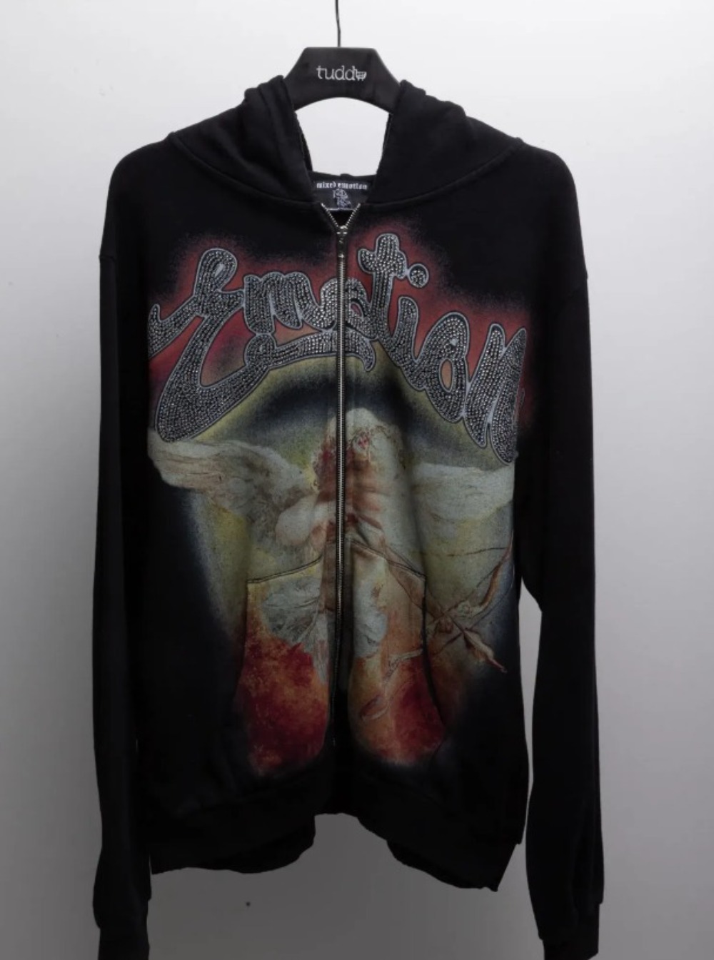 Moletom Zip-Up Mixed Emotions Black Rhinestone