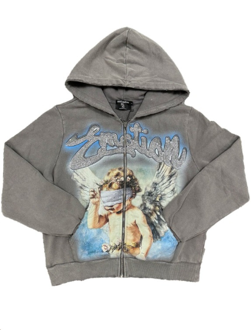 Moletom Zip-Up Mixed Emotions Grey Rhinestone