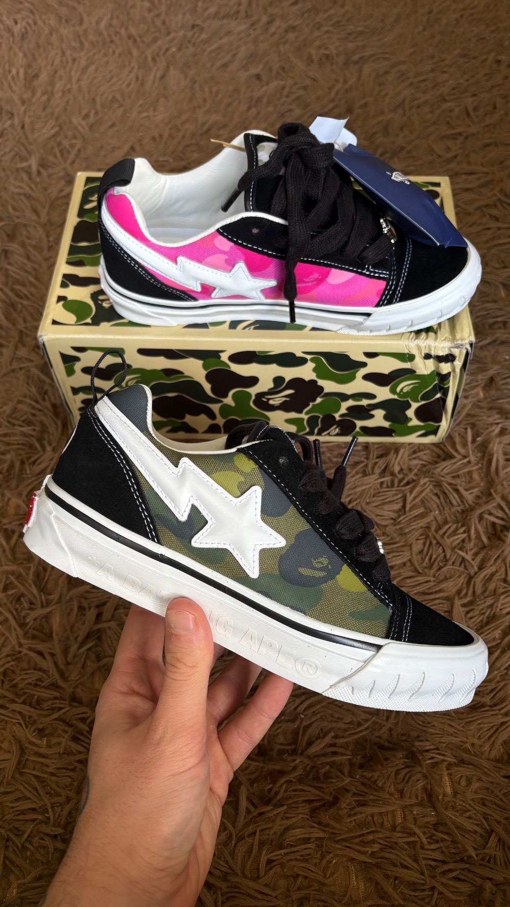 BAPE x Vans Premium Knu Skool Camo Green