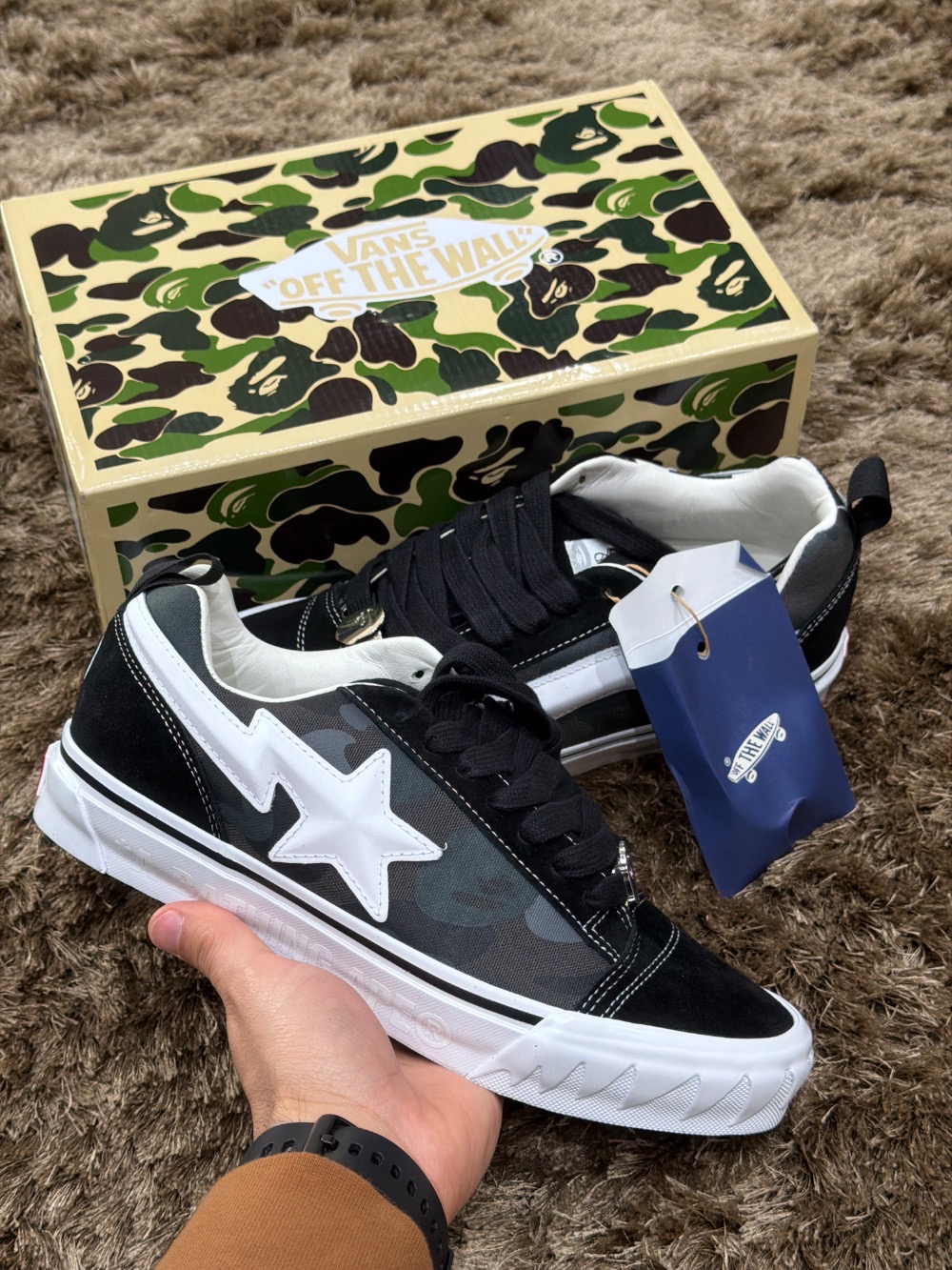 BAPE x Vans Premium Knu Skool Camo Black