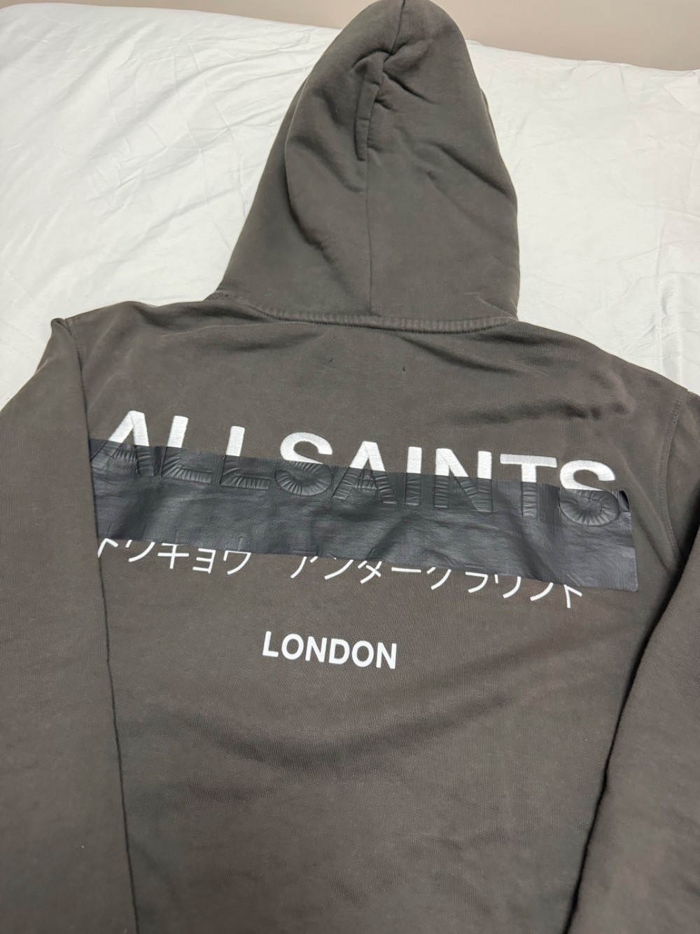 Moletom AllSaints Redact Pullover Embroidered Logo Washed Black