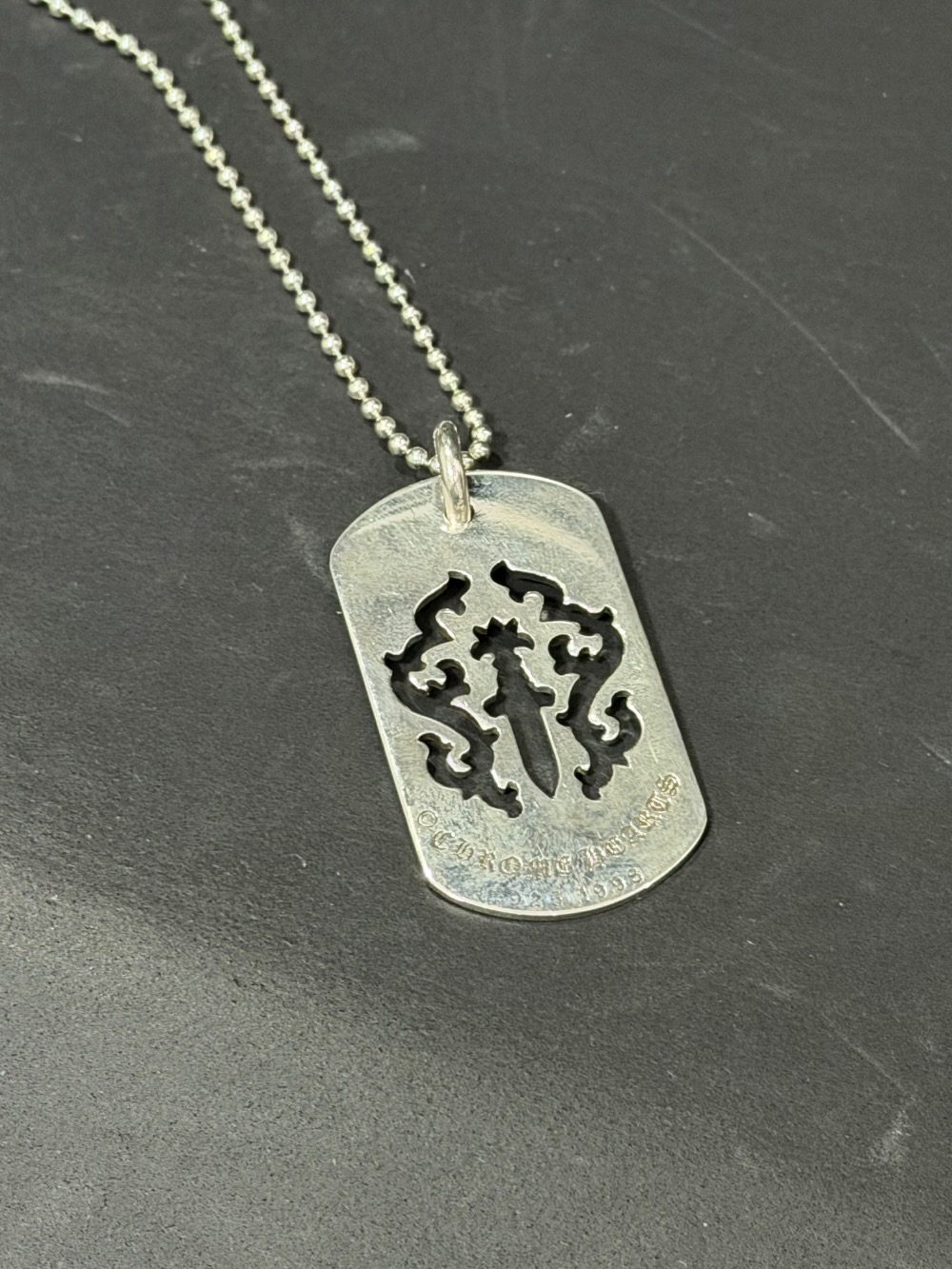 Pingente Chrome Hearts Cut Out Cross Dog Tag Silver
