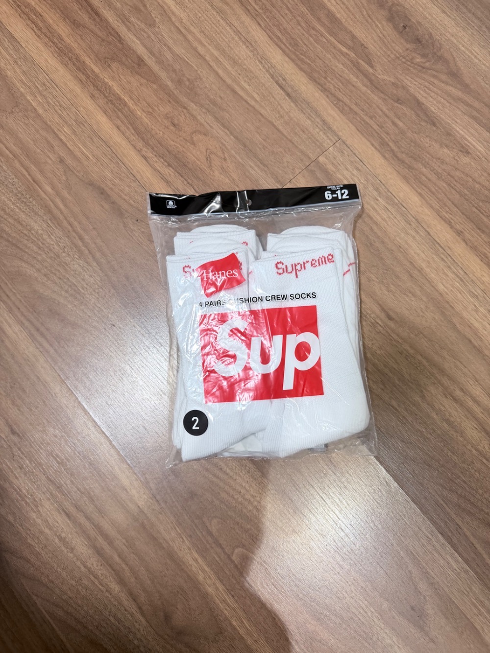 Hanes x Supreme Meias Crew White (4 Pack) SS26-W1 — Único, Novo