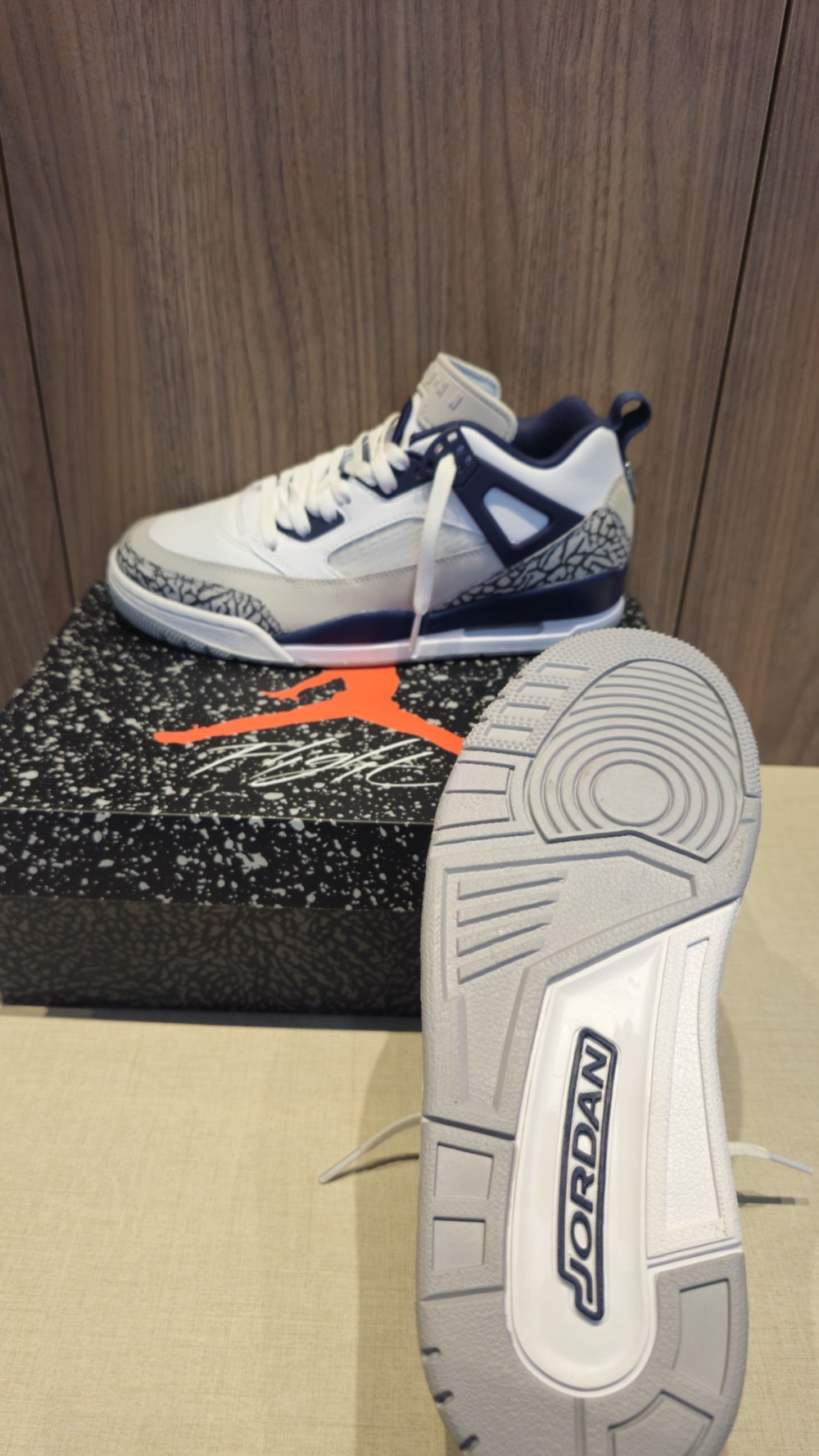 Air Jordan Spizike Low White Neutral Grey Midnight Navy